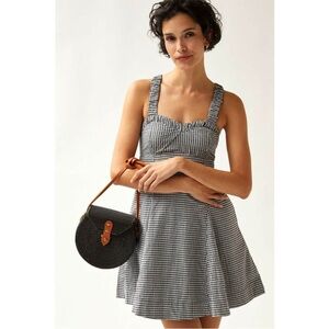 Anthropologie Maeve Sweetheart Mini Dress Black And White Gingham XS